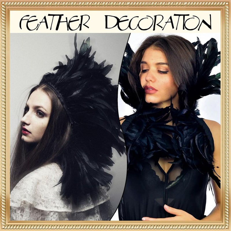 Daieeparty Black Craft Feathers Bulk - 180pcs 6 Style Mixed Natural Feathers for Wedding,DIY Crafts (Black) - Image 5